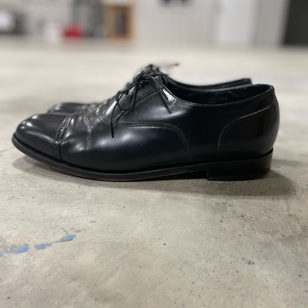 Florsheim mens black loafers Oxford shoes size 10.5 3E Comfy Classic Tie Wide